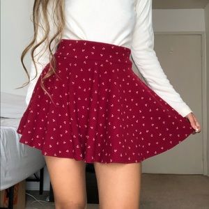 Burgundy anchor print Skater skirt